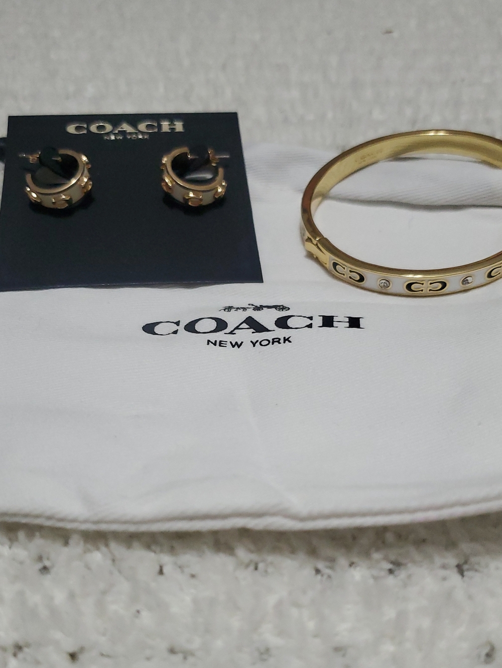 Coach Gold Logo Hoop Earrings and Gold Logo Bangle